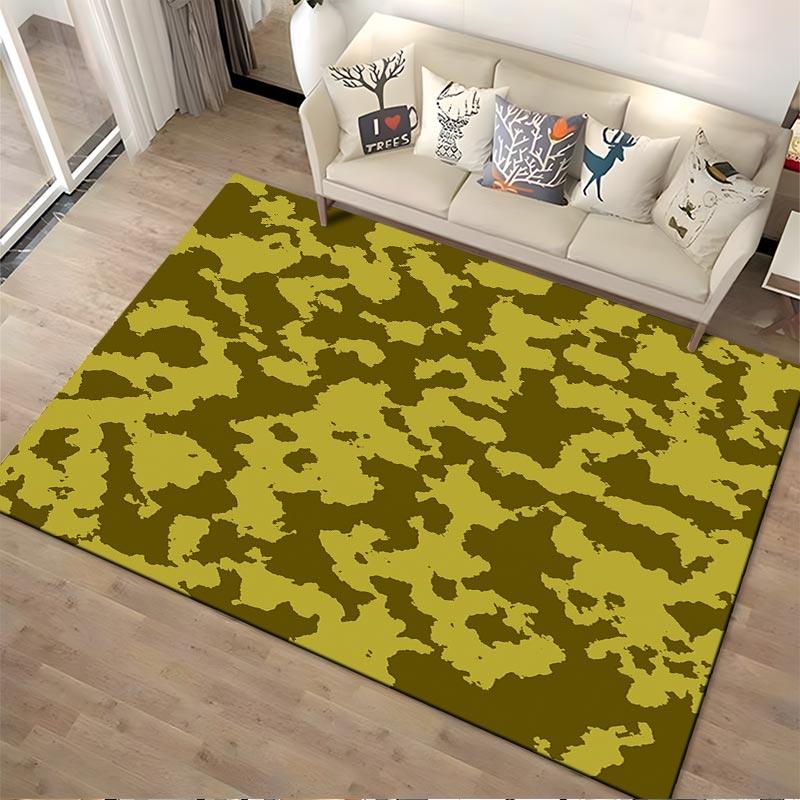 Camouflage Pattern Carpet in Green and Brown Tones for Modern Home Decor Suitable for use as an anti-slip1 for1room and bedroom sofas