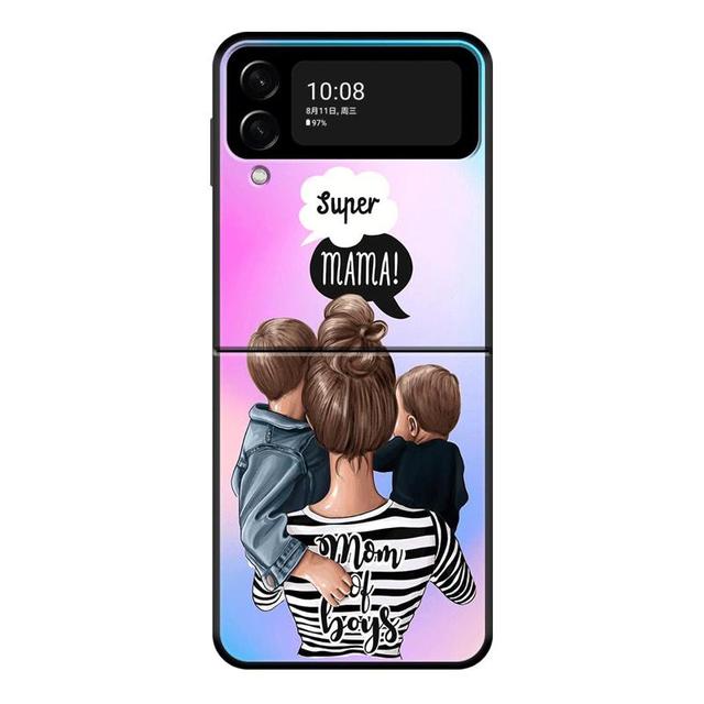 Чехол для телефона Super Mom для маленьких девочек и мальчиков для Samsung Galaxy Z Flip 4 Z Flip3 5g, чехол для Galaxy Z Flip Pc, твердый чехол Couqe Fundas