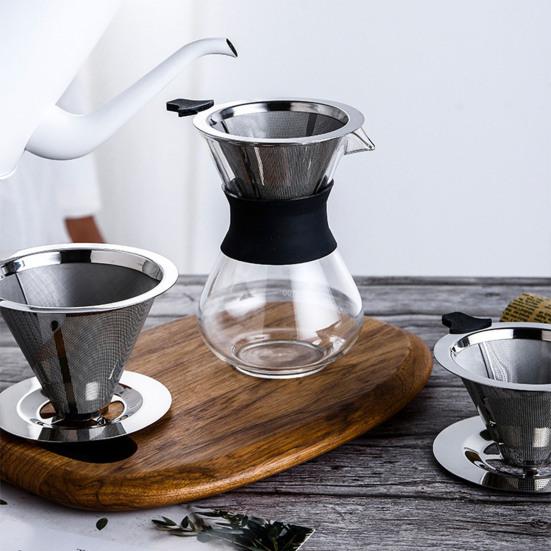 Стальной фильтр для кофе, двухслойная многоразовая капельница для кофе с мелкой сеткой