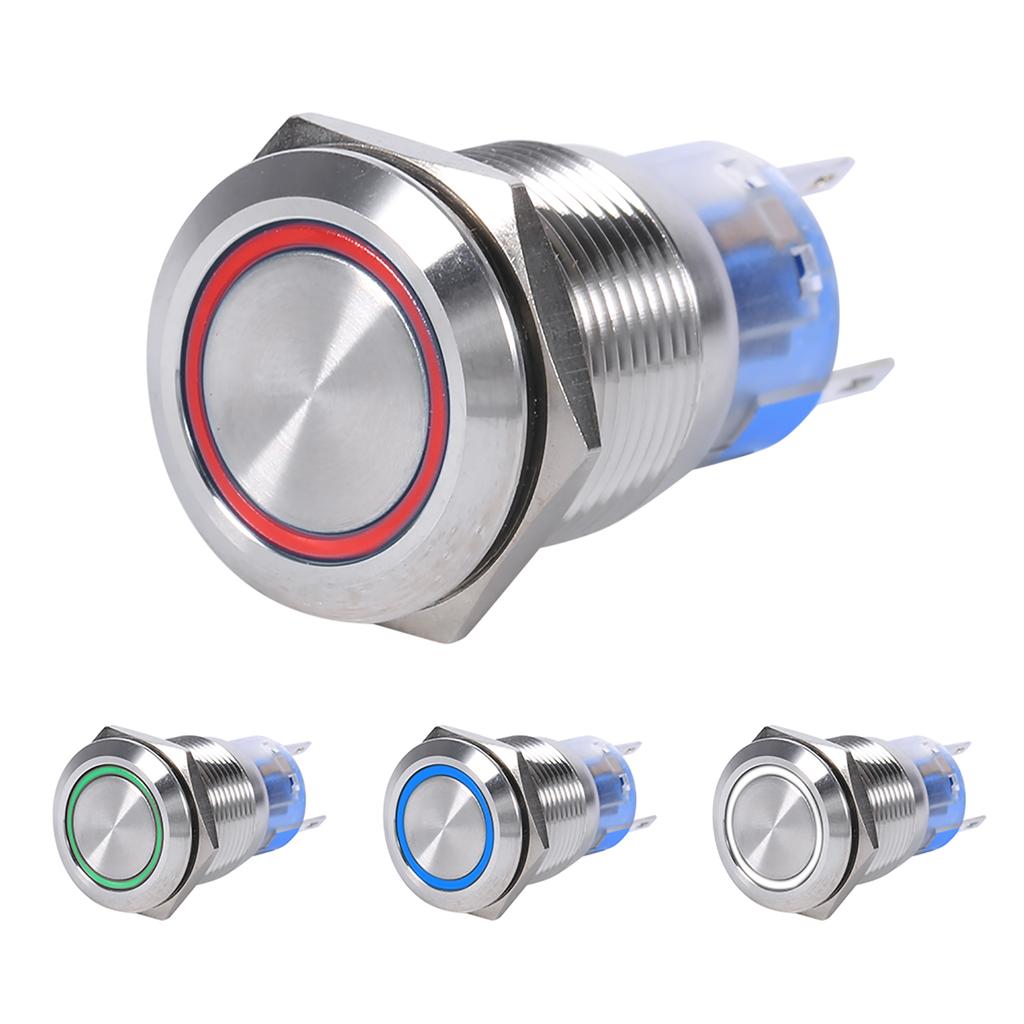 19mm 12-24V LED Waterproof Stainless Selflocking Latching Push Button Switch