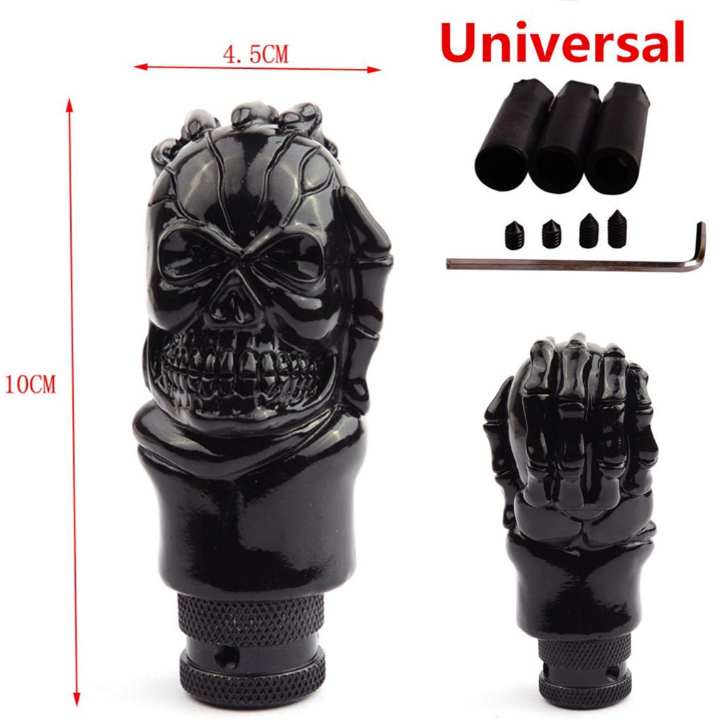 1x автомобильный металлический ужасный череп, механическая коробка передач, ручка переключения передач, рычаг переключения передач, черный, простая установка