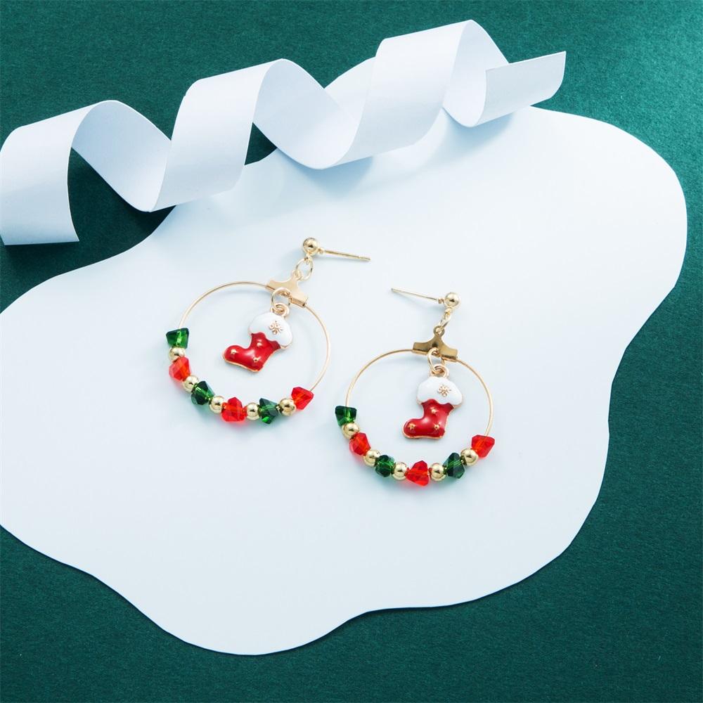 Рождественская серия сережек 2024 года, серьги с геометрическим узором в форме рождественской елки Санта-Клауса, модные и игривые серьги