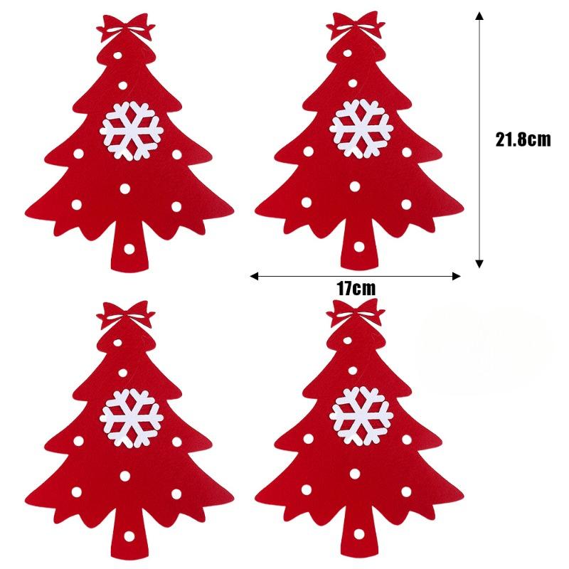 4/20PCS Christmas Fork Knife Covers Cutlery Holders Xmas Tree Pocket Tableware Holder Bags Home Party Dinner Table Felt Decor
