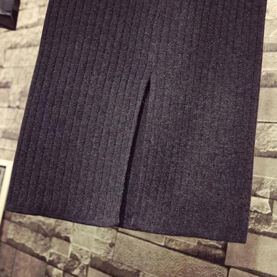 Женская трикотажная юбка с высокой талией и разрезом сзади, однотонная юбка миди