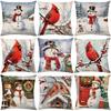 Чехол на подушку «Рождественский снеговик» из льна с принтом для дивана, подушка для спальни