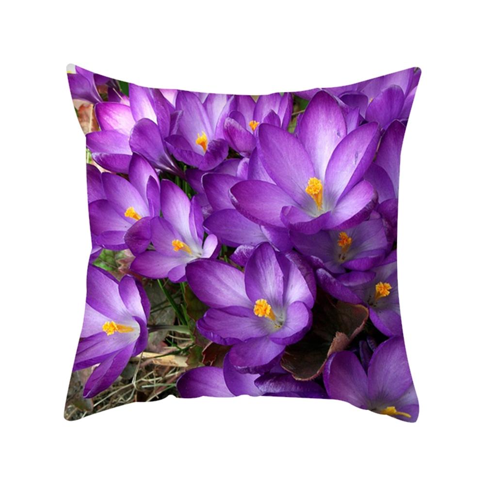 Square Floral Print Cushion Cover Rose Pattern Pillowcase Home Living Room Seat Room Decoration Pillowcase