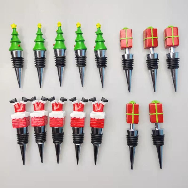 Голова и ноги из смолы, пробка Санта-Клауса из цинкового сплава, рождественская елка, пробковые бутылки, рождественский подарок