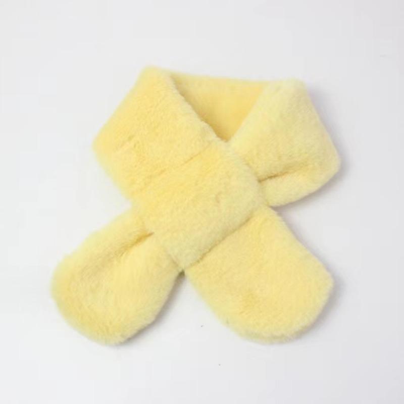 Детский зимний теплый утолщенный шарф с перекрестным воротником для мальчиков и девочек, однотонный искусственный мех кролика, плюшевый милый платок-шарф