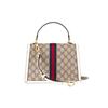 Gucci Сумка из канваса Ophidia с кожаной отделкой, Сумка на плечо, Сумка через плечо, Сумка, Маленькая женская 651055-96IWX-9794