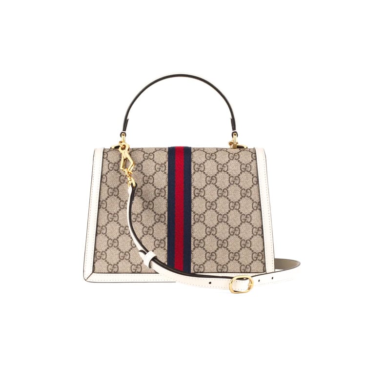 Gucci Сумка из канваса Ophidia с кожаной отделкой, Сумка на плечо, Сумка через плечо, Сумка, Маленькая женская 651055-96IWX-9794