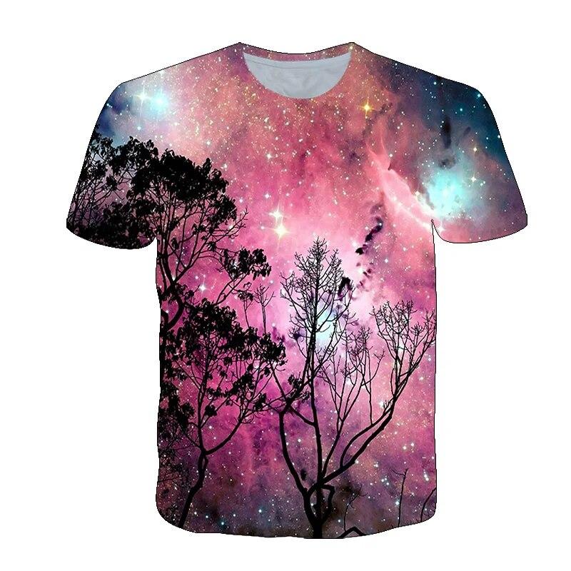 Летняя красивая мужская футболка со звездным небом, новые интересные футболки с рисунком космической туманности, модная дышащая футболка с 3D принтом, топ