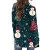 Women's Fashion Casual Christmas Print Medium Length Cardigan Jacket Coat