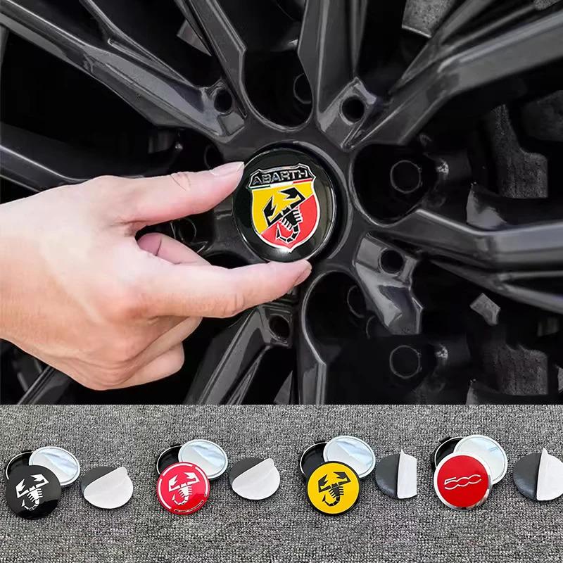 56mm Car Wheel Hub Cover Sticker Accessory For Fiat Abarth 500 Tipo FR Panda Argo Freemont Viaggio Bravo Punto Doblo Pulse Stilo