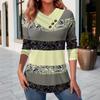 Модные женские повседневные топы с лоскутным узором, косой вырез, длинный рукав, полосатая футболка, длинный рукав, удобная и универсальная футболка для женщин
