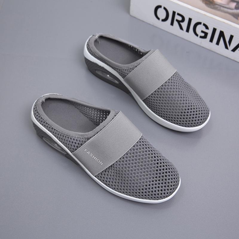 Женские прогулочные туфли без шнуровки на воздушной подушке, ортопедические женские сабо на платформе для диабетиков, легкие сетчатые тапочки на танкетке, женские кроссовки