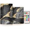 Flameless Candles Battery Operated Black Gold Marble Flickering LED Pillar Candles with Remote Control Colour Changing Warm Light Candles for Wedding