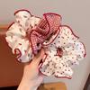 Korea Print Heart Dot Plaid Large Intestine Scrunchie Hair Band For Women Girls Hair Tie Sweet Hair Ornament Fashion Hair Accessories
