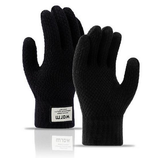 Men's and Women's Thickened Wool Touchscreen Gloves - Knitted, Velvet-Lined, Cold-Proof for Autumn and Winter Riding