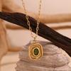 MamacitaSlay Retro Irregular Pendant Round Green Zircon Paper Clip Chain women's necklace trendy women's stainless steel jewelry