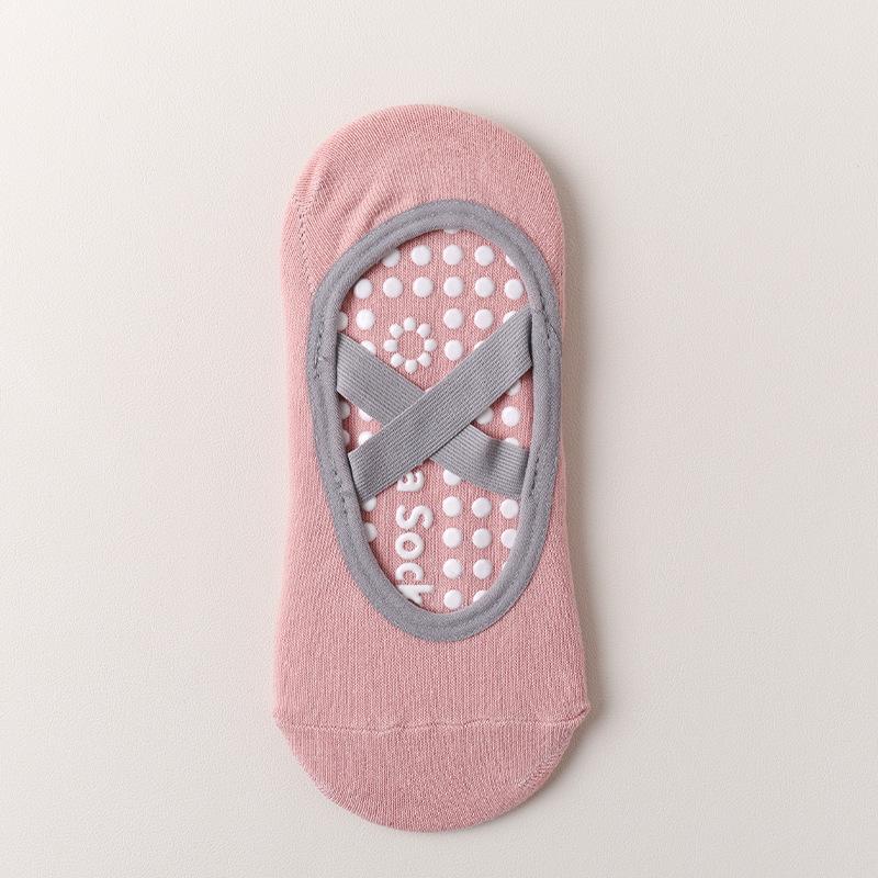 Женские нескользящие силиконовые носки для йоги с перекрестными ремешками - Идеально подходят для летних занятий фитнесом и пилатесом в помещении