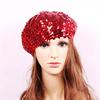 Women Fashion Mermaid Sequins Beret Hats Ladies Stage Performance Cap Children Glitter Hat