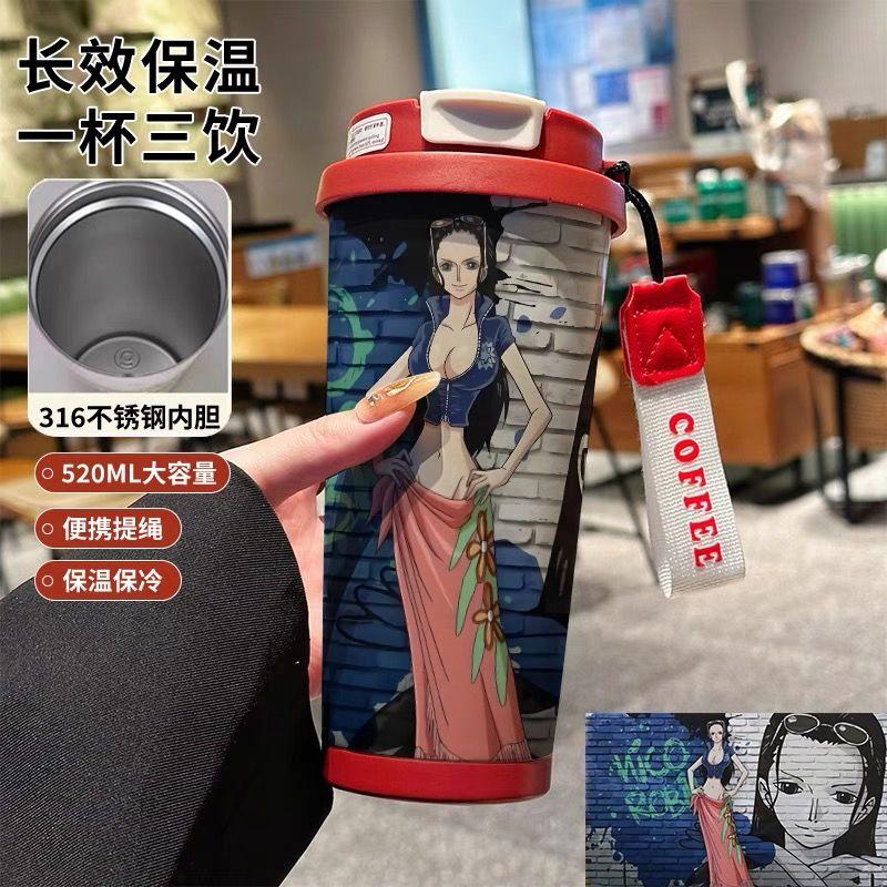 One Piece Луффи мультфильм аниме термокружка высокая ценность кружка для воды студент офисный работник портативный пищевой grade чайник подарок