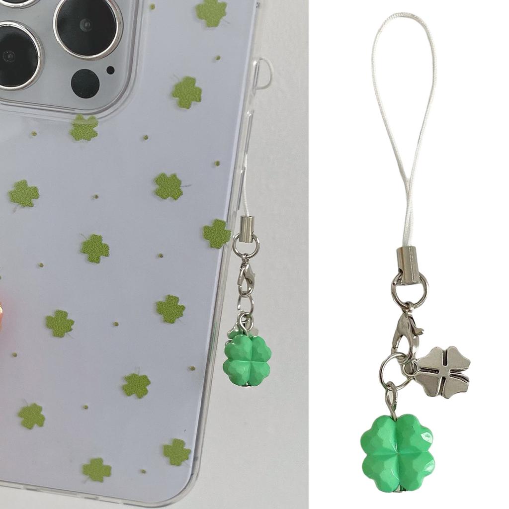 Stylish Green Clover Phone Charm Durable Alloy Pendant For Keys Bags Good Luck Gift Stylish Phone Strap Charm