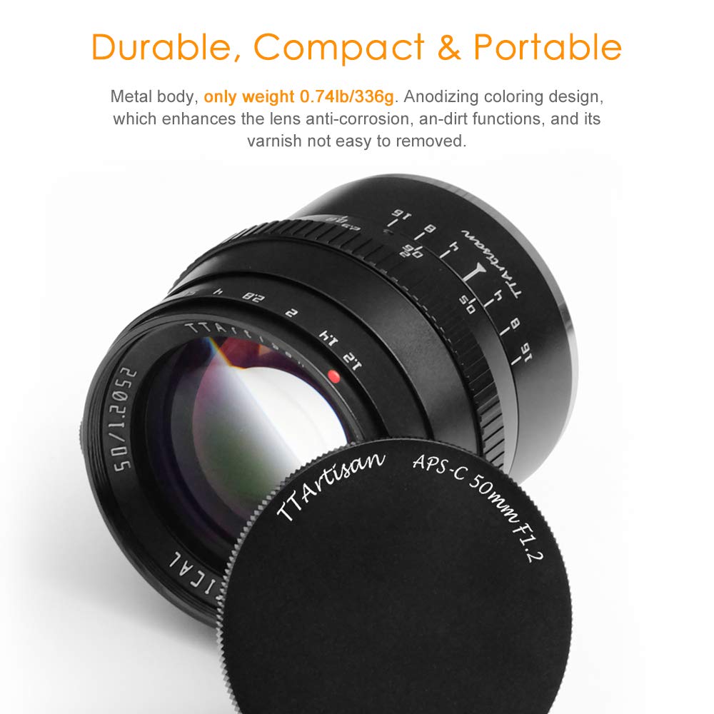 Meisho Optical TTartisan 50mm Large Aperture Manual Focus Prime Lens for Fujifilm Cameras F1.2 APS-C X-mount