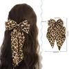 Vintage Leopard Print Ribbon Hairpin for Women Girls Elegant Large Bowknot Solid Satin Spring Clamp Barette Hair Accessories