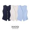 Western Style 2025 Summer New Women Clothes Plain Stitch V-neck Sleeveless Vest-Style Top Vest 4192003