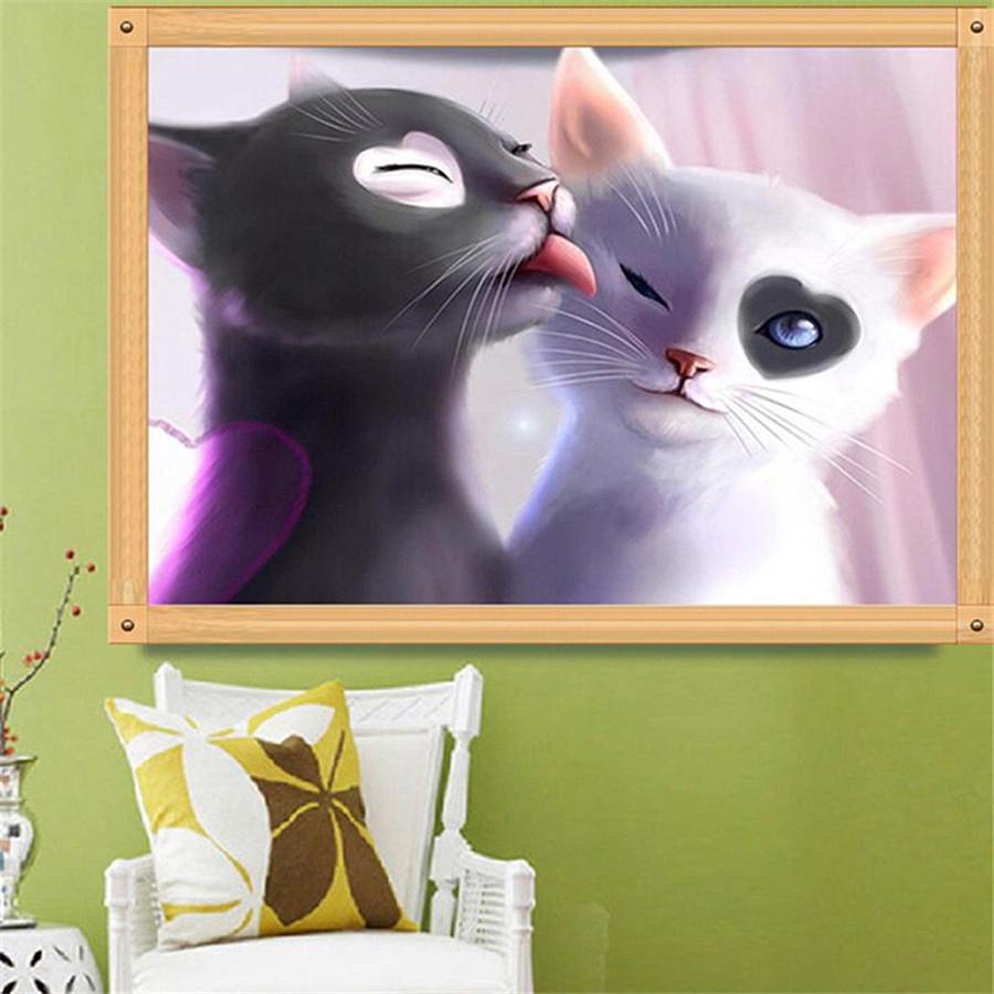 Полный 5D Diy Алмазная картина Мультфильм Сладкий Кот Вышивка Крестом Домашний Декор Ручной Подарок