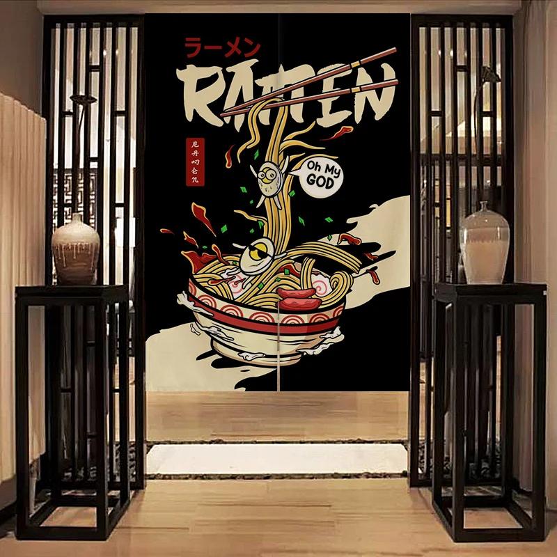 Nordic Door Partition Kitchen Snack Shop Restaurant WartainJapanese Sushi Dharma Fish Door Wartain Printing Bedroom Window