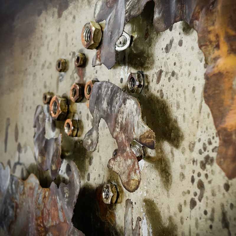Obraz Metalowy 3D Loft Mapa Świata 3 120X70 Cm