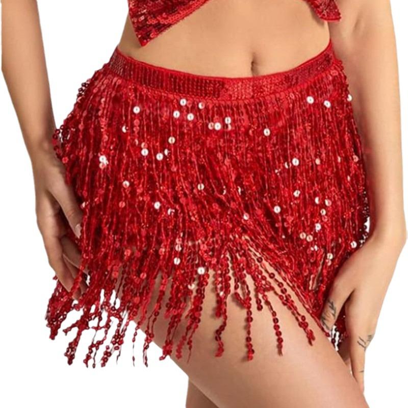 Юбка для костюма для танца живота с пайетками и кисточками на Хэллоуин