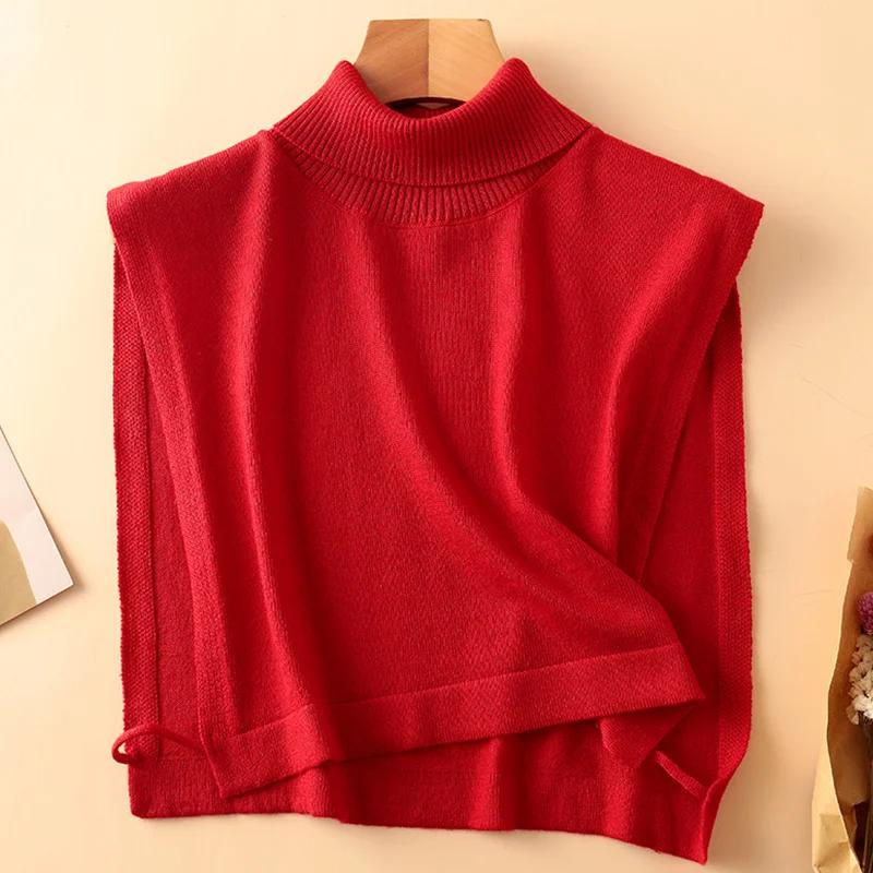 Women Wool Detachable Collar Fake Neck Mock Hooded Solid Color False Sweater Ladies Turtleneck Neckwear Clothing Accessories