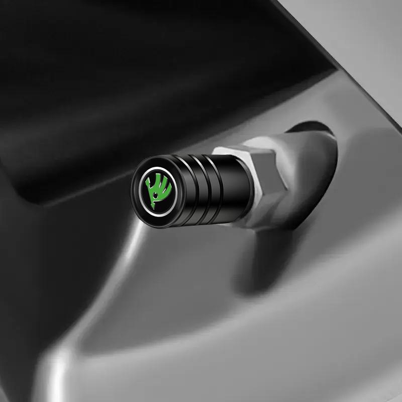 4Pcs Metal Car Wheel Tire Valve Caps Stem Case Covers Accessories For Skoda Kodiaq Octavia Enyaq iV Scala Superb Karoq Vision RS MN7