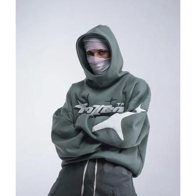 2024 Американский стиль уличного украшения для мужчин и женщин Повседневная свободная одежда для пар Y2K Совершенно новая толстовка с капюшоном из пеноматериала со звездами и буквами