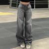 Ретро джинсы из вываренного денима для женщин, широкие брюки, уличная одежда, мешковатые джинсы, женские повседневные длинные брюки