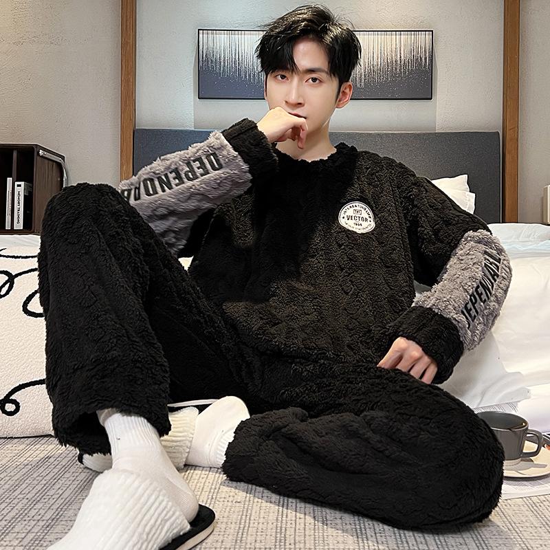Высококачественная утолщенная теплая фланелевая пижама больших размеров для мужчин, зимняя ночная одежда, домашняя одежда в полоску, домашняя одежда с рисунком медведя
