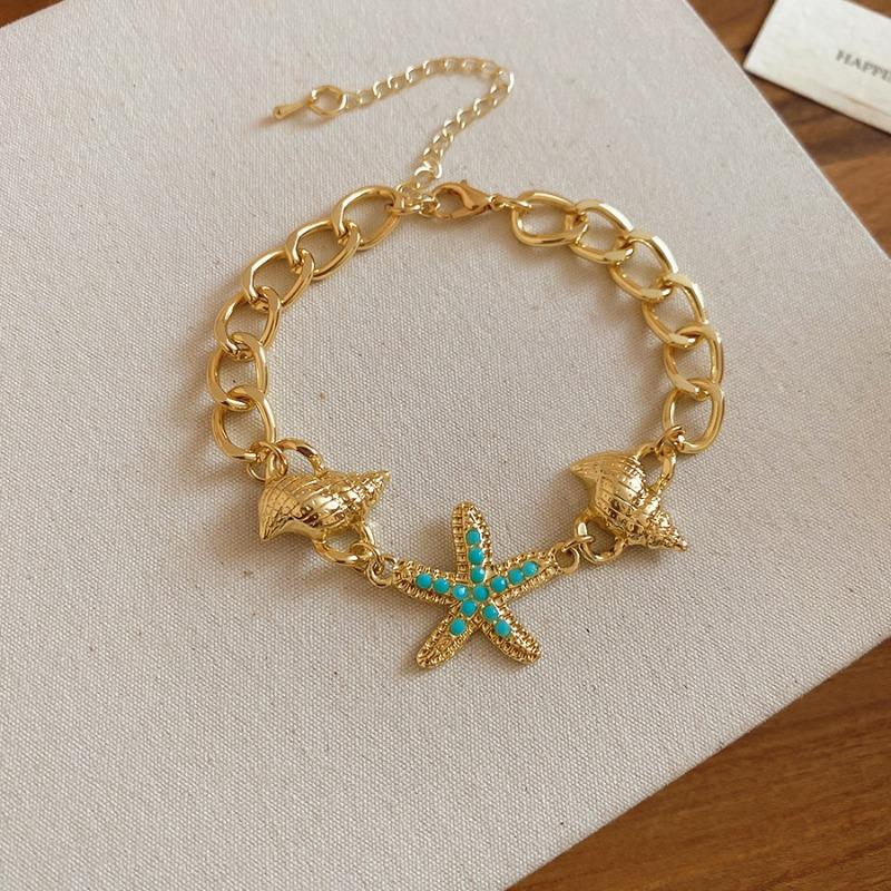 Meet the sea~ Conch starfish bracelet summer fresh and sweet wind fashion bracelet niche design jewelry women