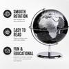 8 Inches Metallic Black World Globe Metal Base for Desk and School
