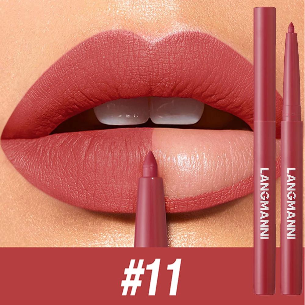 LANGMANNI Sexy Velvet Matte Lip Liner Pen Waterproof Silky Natural Contour Non-Stick Cup Makeup Lipstick Pencil Lasting Cosmetic