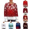 Women's Casual Fashion Print Round Neck Drop Shoulder Sleeve Long Sleeve Sweater Top