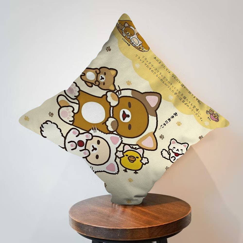 Cartoon Rilakkuma Decorative Room Aesthetics Pillow Case Home Decor Bedroom Sofa Bed Couch Pillow Cover 45X45
