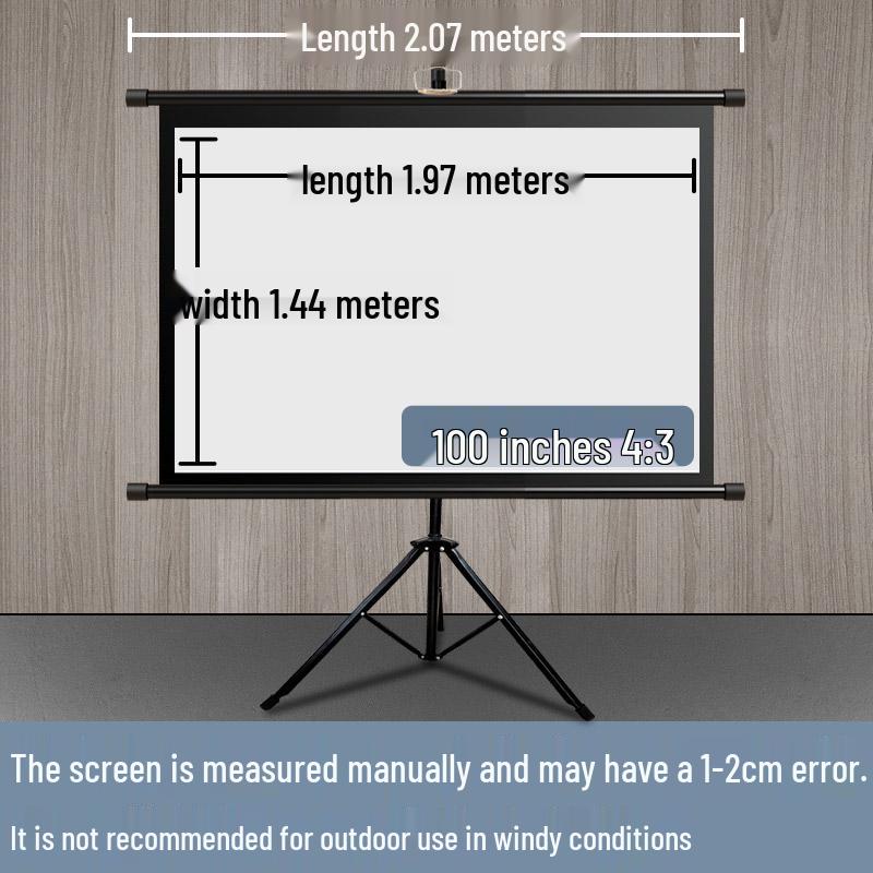 100-дюймовый напольный экран для проектора со стойкой - Кронштейн без перфорации для домашнего использования