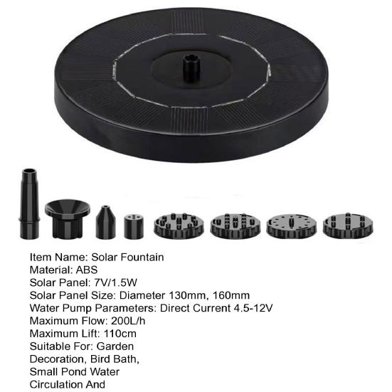 Solar Fountain Pump Kit Solar Powered Bird Bath Fountain with 6 Spray Nozzles