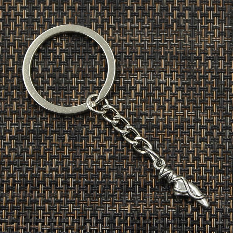Fashion 30mm Key Ring Metal Key Chain Keychain Jewelry Antique Bronze Silver Color Plated Ballet Shoes 23x6x4mm Pendant