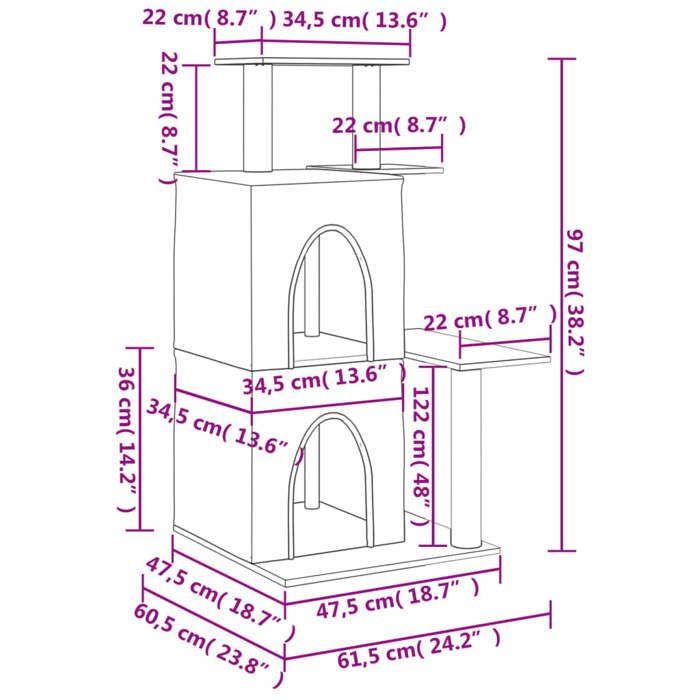 VidaXL Arbre à chat avec griffoirs en sisal gris foncé 97 cm 172114