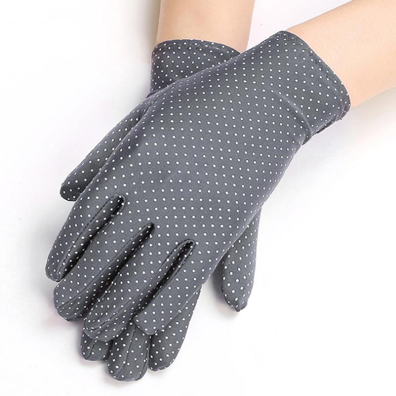 1 Pair Mittens Women Dot Girl Wrist Fabric Gloves Drive Sun Protection Summer Elastic