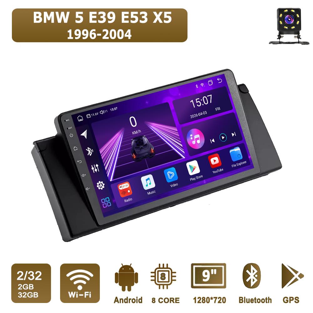 Автомобильная магнитола Android Car-Play для BMW 5 E39 E53 X5 1996-2004 Мультимедийный плеер Головное устройство Стерео Навигация GPS BT WIFI, 8 ЯДЕР ,2+32ГБ